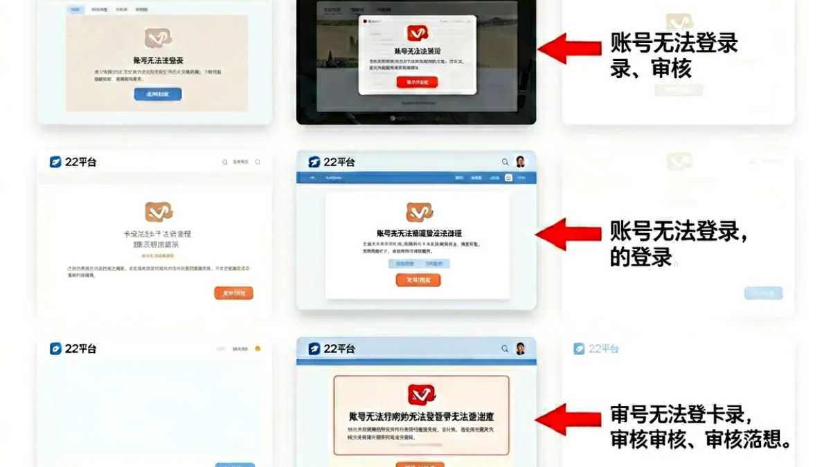fc2常见错误提示页面截图，标注了转码失败、账号锁定和内容审核三种常见报错的位置