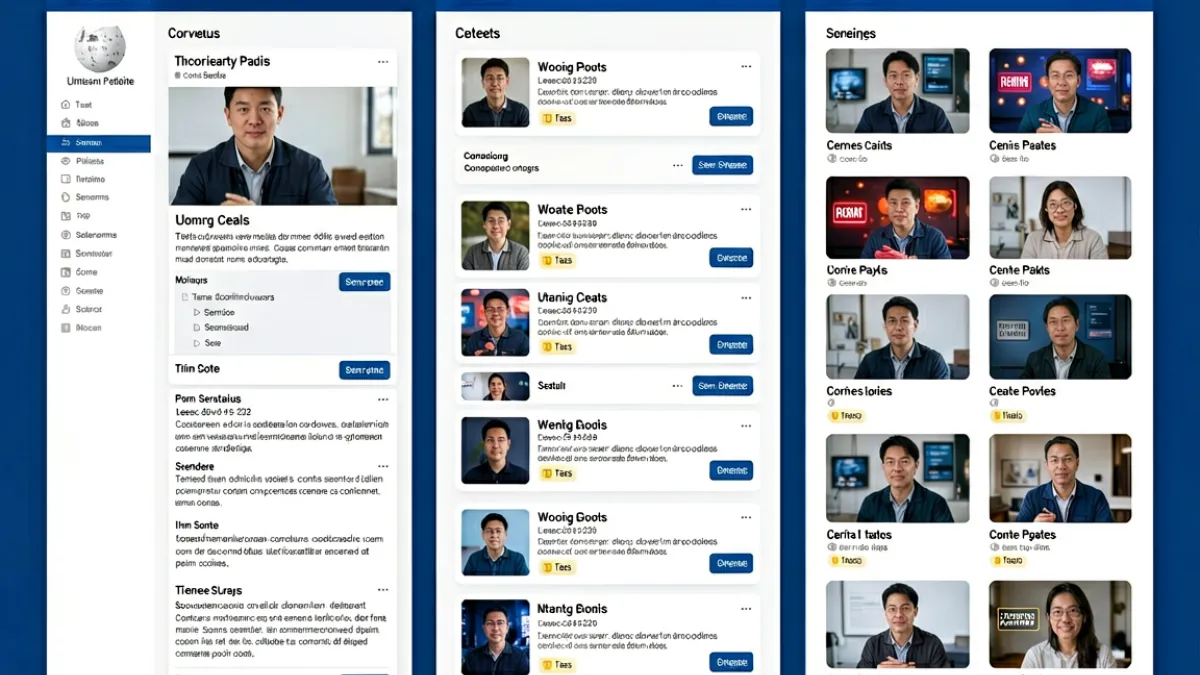 fc2 综合平台全貌示意图，展示博客、直播、视频等多个服务入口的界面聚合截图