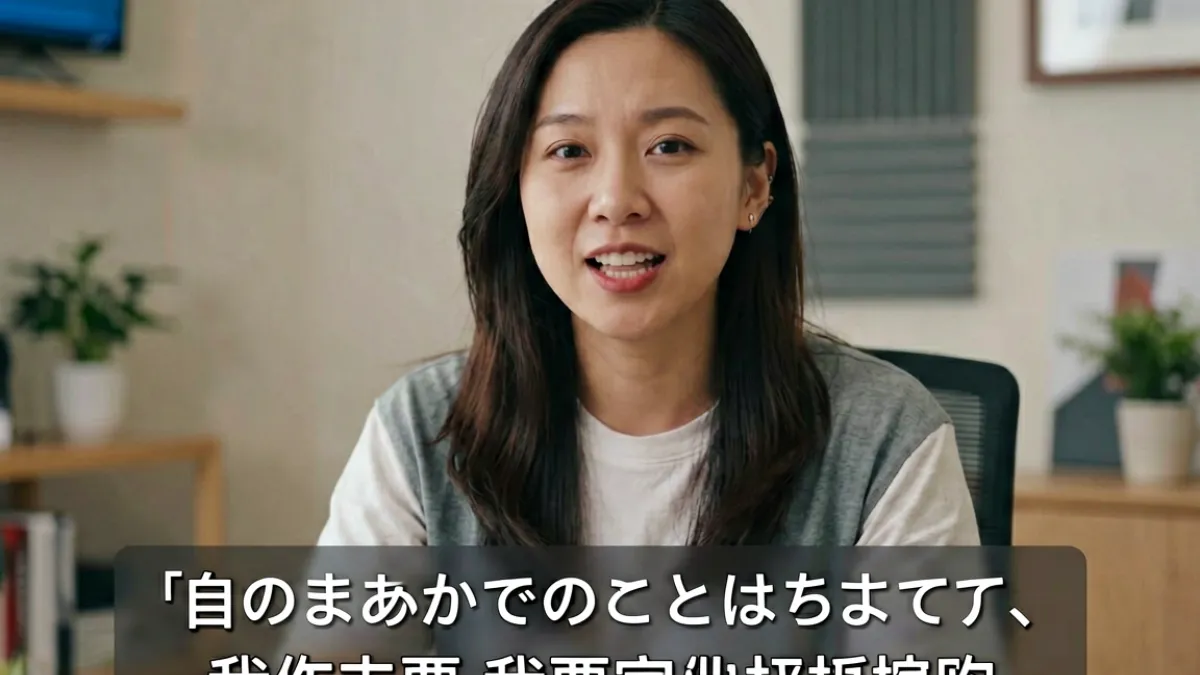 fc2直播实时字幕功能演示场景，显示日文与中文双语字幕叠加在直播画面上